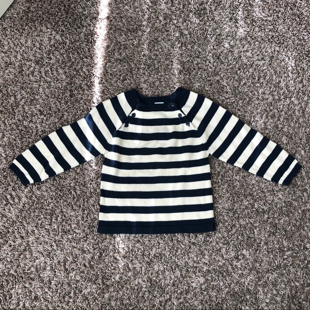 Baby Gap Boys Cream & Navy Blue Striped Sweater
